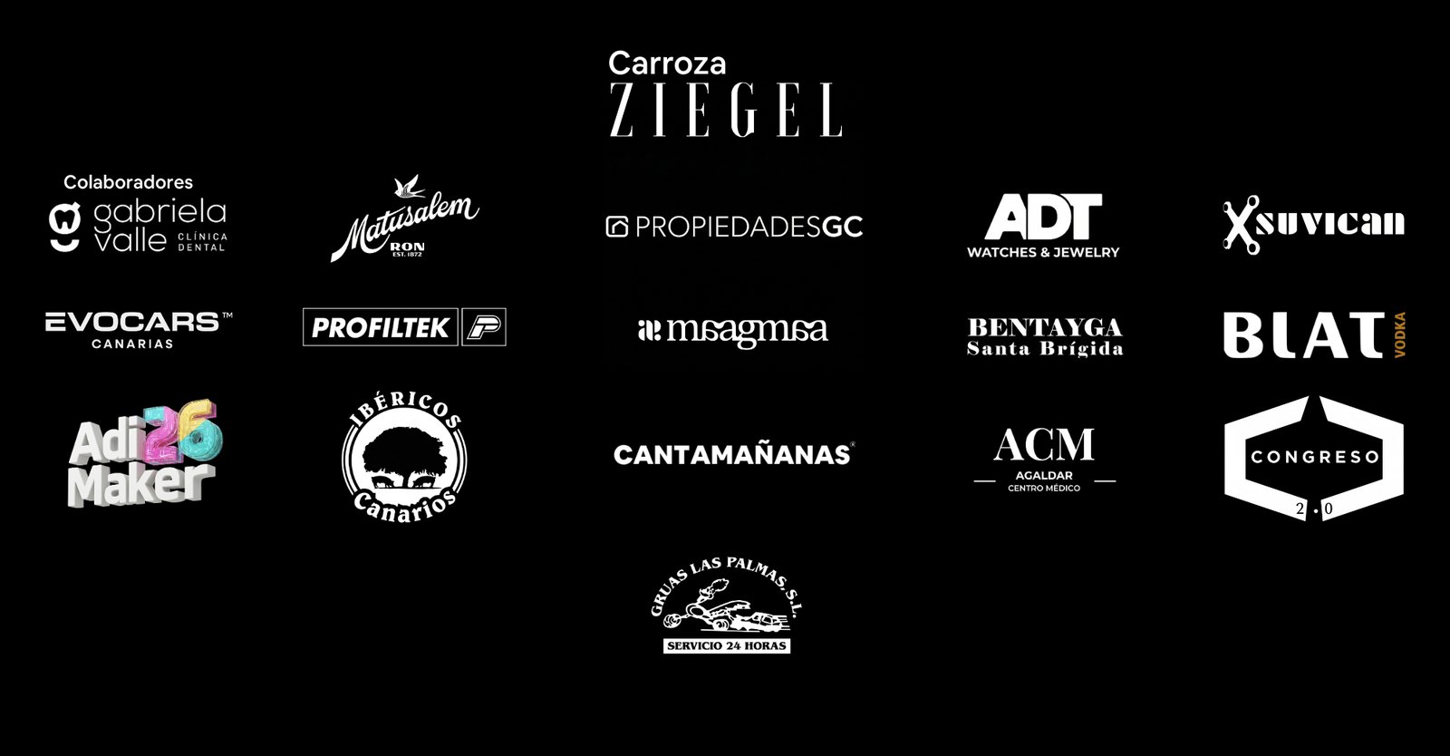 Panel de patrocinadores de la Carroza Ziegel en 2026